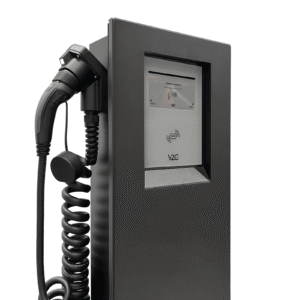 V2C POLE with spring cables (2×22 kW), 8'' Display, 4G, LAN/Wifi, RFID