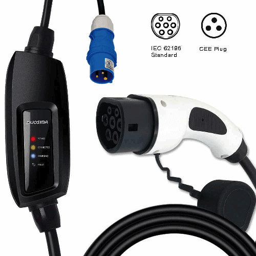 16A charging adapter DUOSIDA 3.6 kW Type 2 to CEE plug