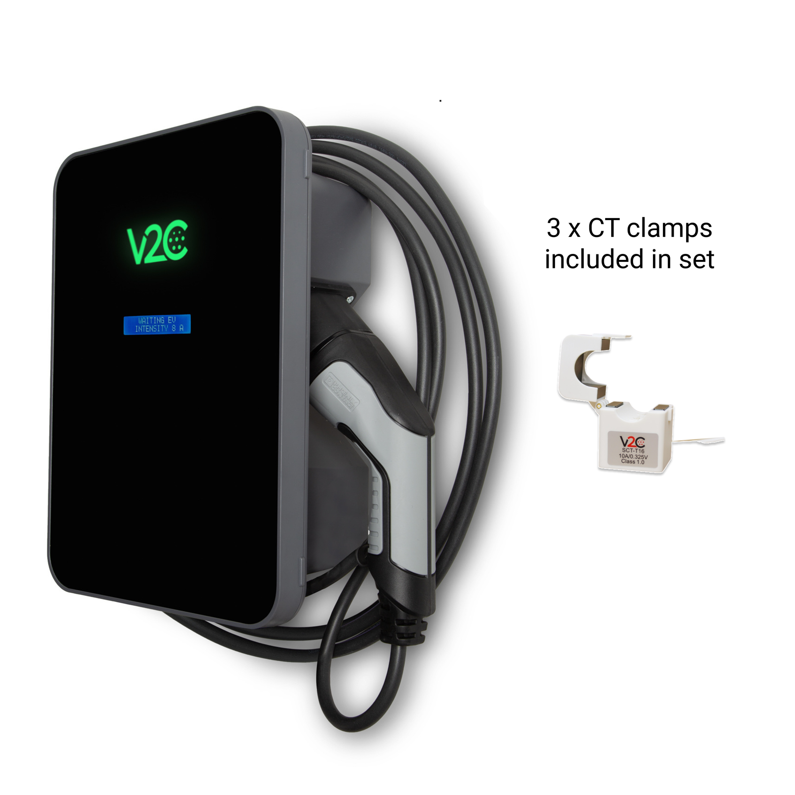 V2C Trydan 22kW Solar - Display, 3 Phase, Type 2 cable, Black - Image 1