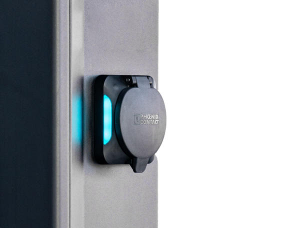 V2C POLE PRO socket (2×22 kW), 8'' Display, 4G, LAN/Wifi, RFID