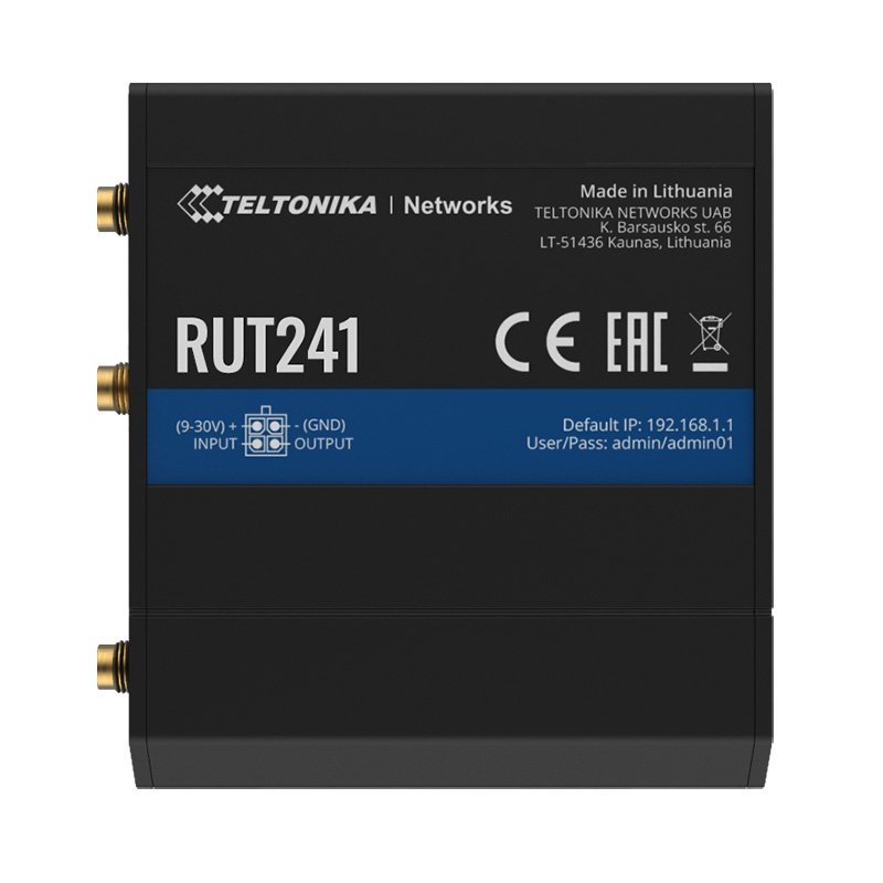 RUT241 Industrial Cellular Router 4G LTE (Cat 4), 3G, 2G, Wi-Fi, WAN Failover, RMS - Image 1