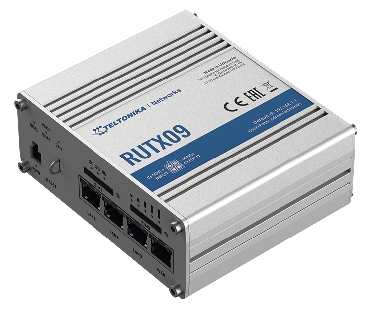 RUTX09 Industrial Router 4G LTE CAT 6, Dual Sim Gigabit Ethernet - Image 1