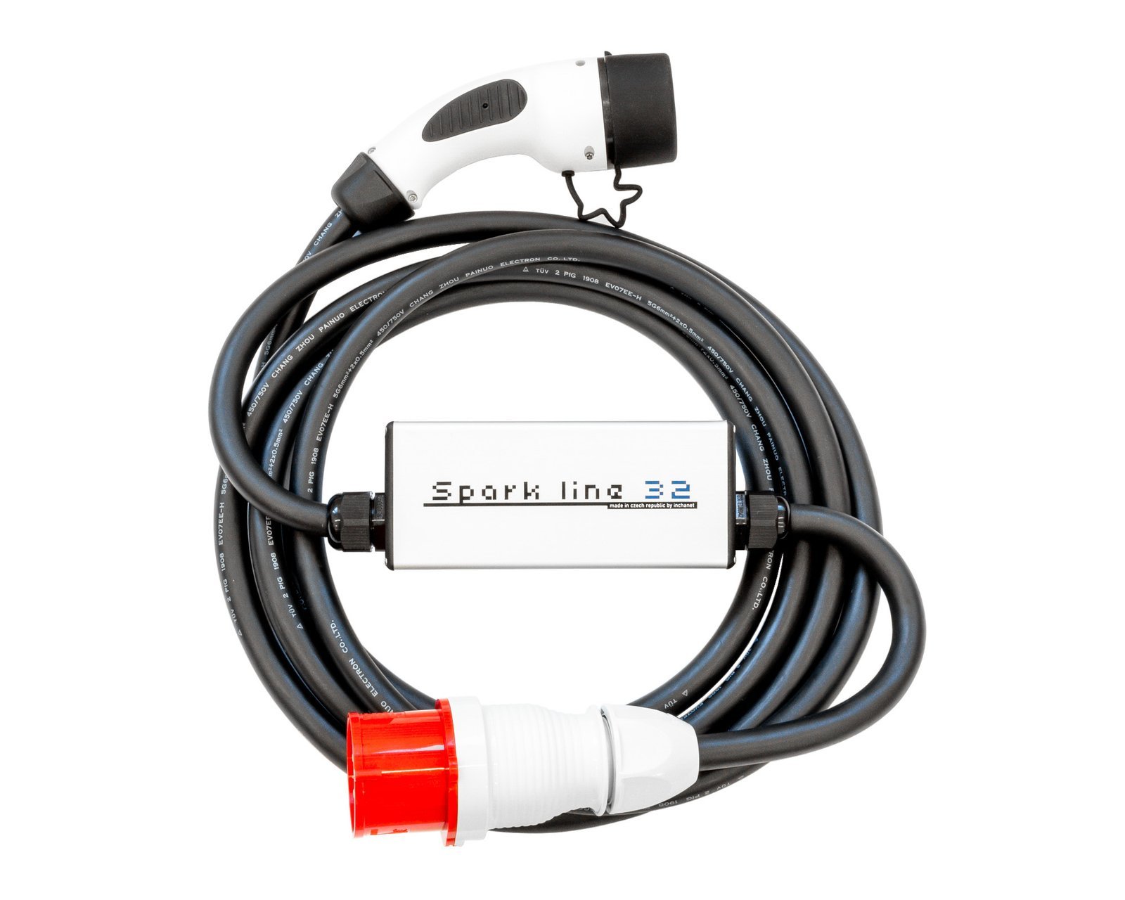 SPARK LINE 32 - cable with control box 22kW, TYPE2-CEE, 32A x 3phases, 5m - Image 1
