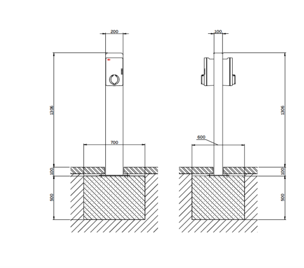 TAC pedestal back-to-back for 2 x ABB Terra AC
