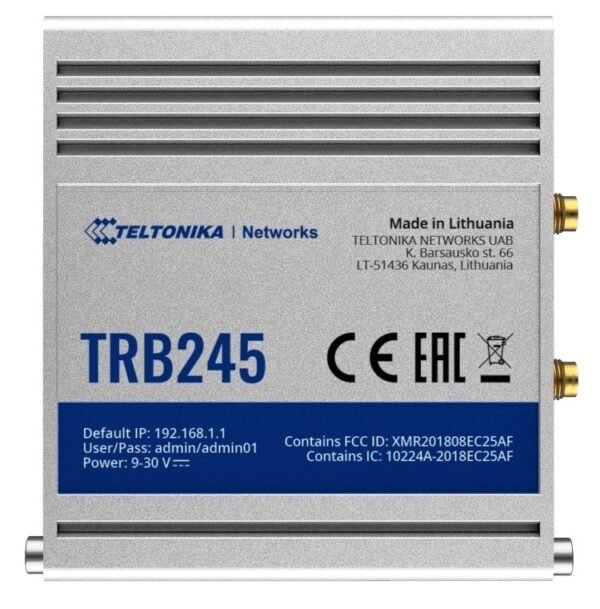 TRB245 Industrial Rugged LTE Gateway 4G/LTE (Cat 4), 3G, 2G, Dual Sim