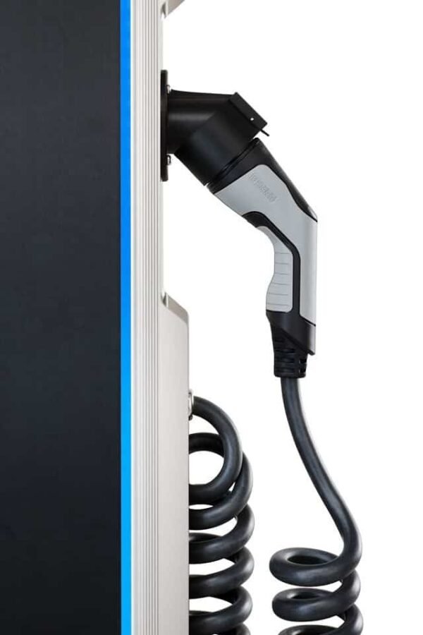 ELINTA CITYCHARGE V2 Plus with Eichrecht certification   - 2×22 kW Type 2 cables, 4G / LAN / Wifi / RFID