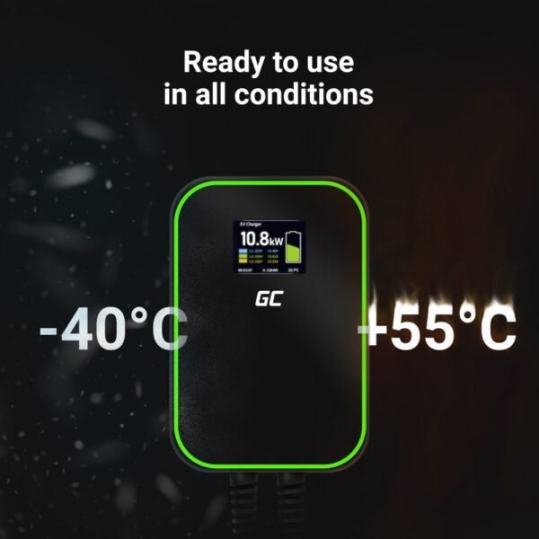Green Cell Wallbox 22kW with Display & Type 2 socket, RFID