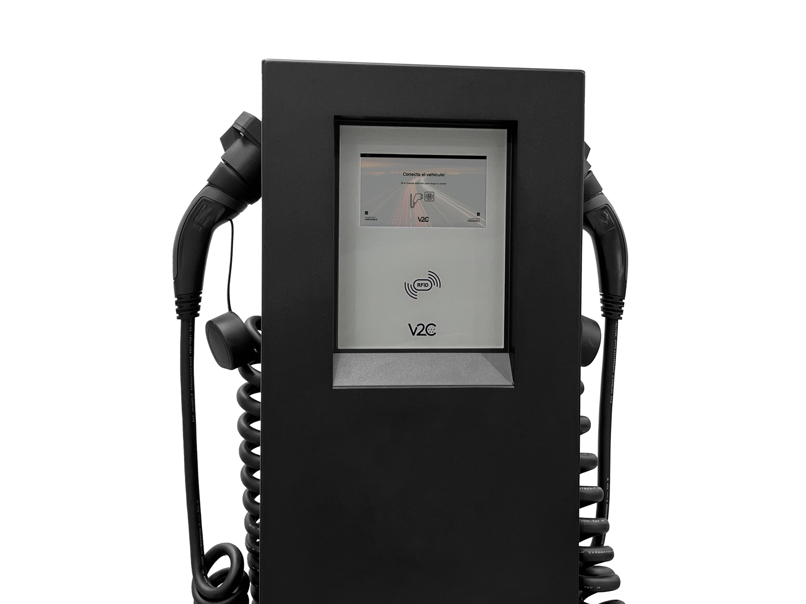 V2C POLE with spring cables (2×22 kW), 8'' Display, 4G, LAN/Wifi, RFID - Image 6