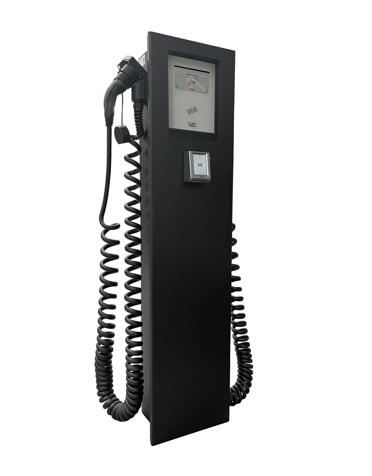 V2C POLE with spring cables (2×22 kW), 8'' Display, 4G, LAN/Wifi, RFID - Image 5