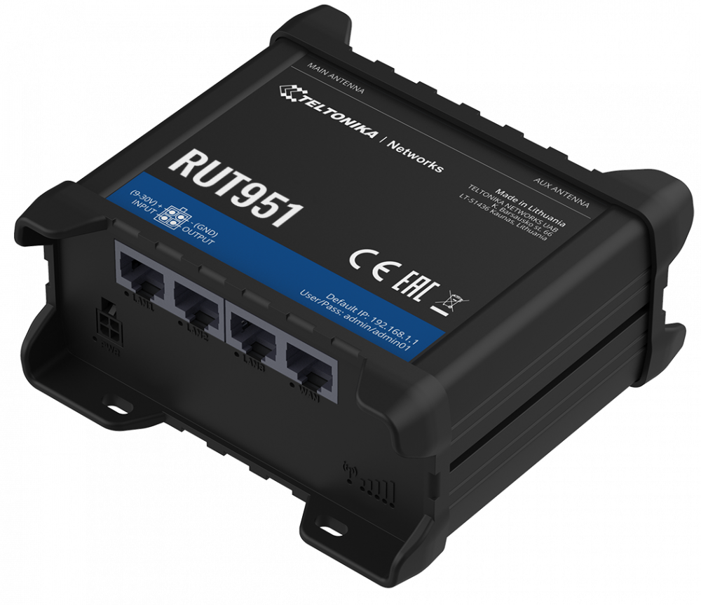 Teltonika RUT951 Industrial Cellular Router 4G LTE (Cat 4), 3G, 2G, Dual Sim, Wifi - Image 1