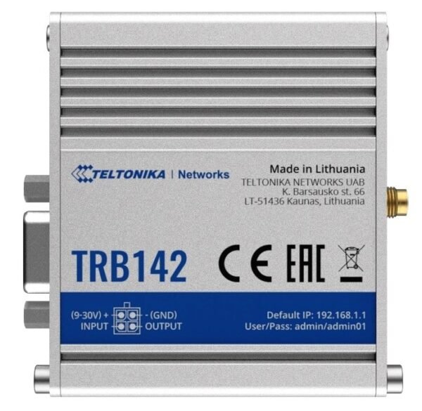 TRB142 Industrial Rugged LTE RS232 Gateway 4G/LTE (Cat 1), 3G, 2G, RS232