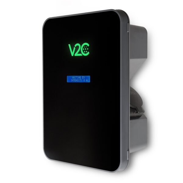 V2C Trydan 22kW socket with Display, 3 Phase, Type 2 socket, Black, Solar