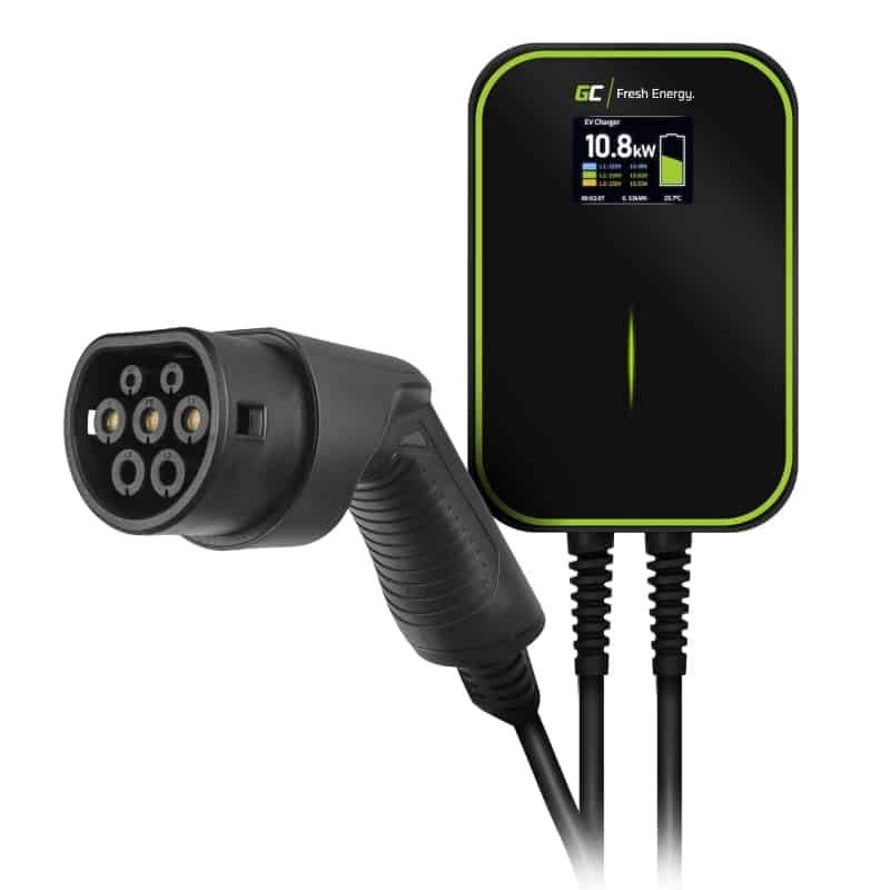 Green Cell Wallbox 22kW with Display & Type 2 cable - 6m lenght - Image 1